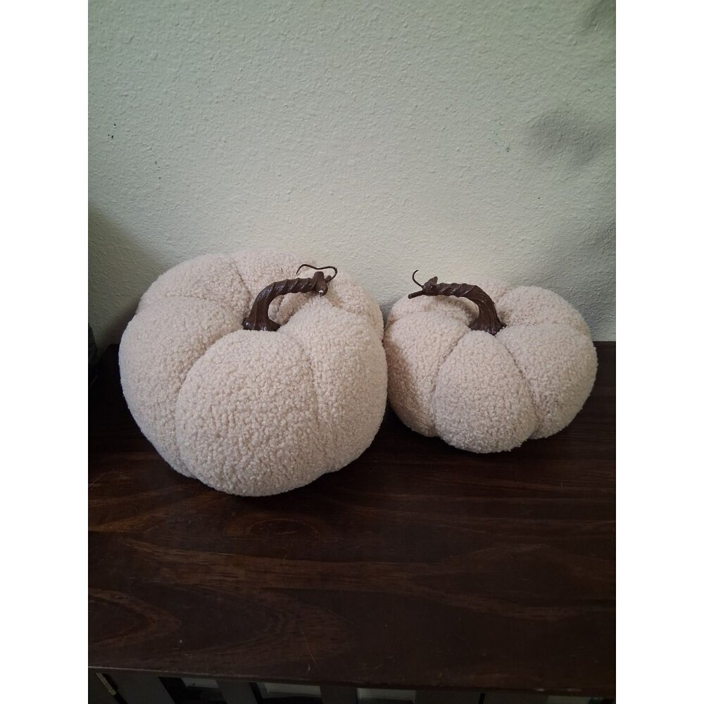 Plush Pumpkin Decor Home Fall Bundle Beige Halloween Table Top